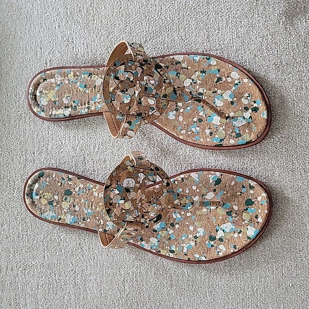 Tory Burch Welt Confetti Cork Sandals - Size 11